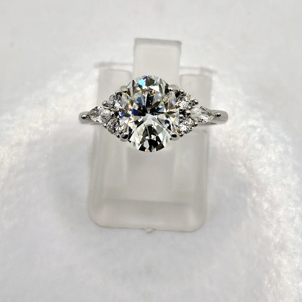 Certified GRA Moissanite Ring 18k Gold over Sterling Silver Sz 6! NEW - Picture 4 of 12